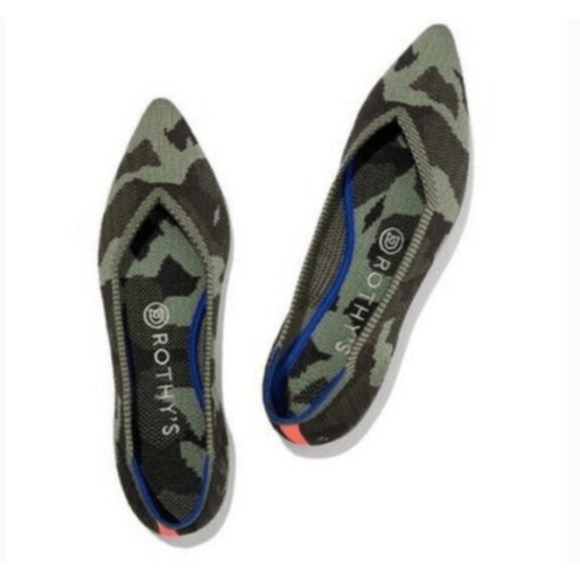 Rothy’sThe Point Green Camo Flats - Picture 1 of 10